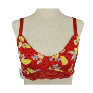 Free People Women Intimates sz S Mari Printed Bralette color Cherry Combo